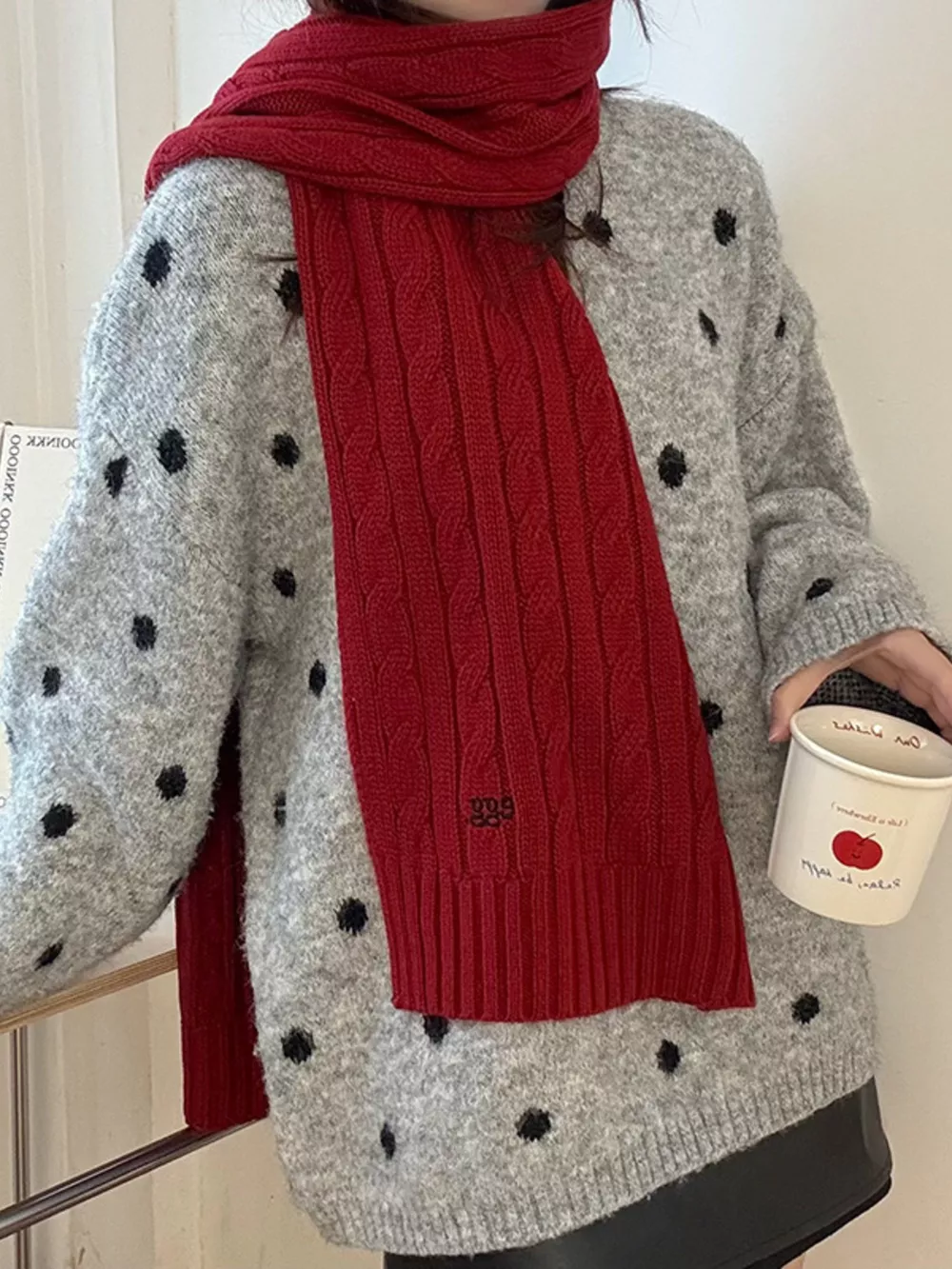 Ribbed Knitted Winter Scarf, image 14