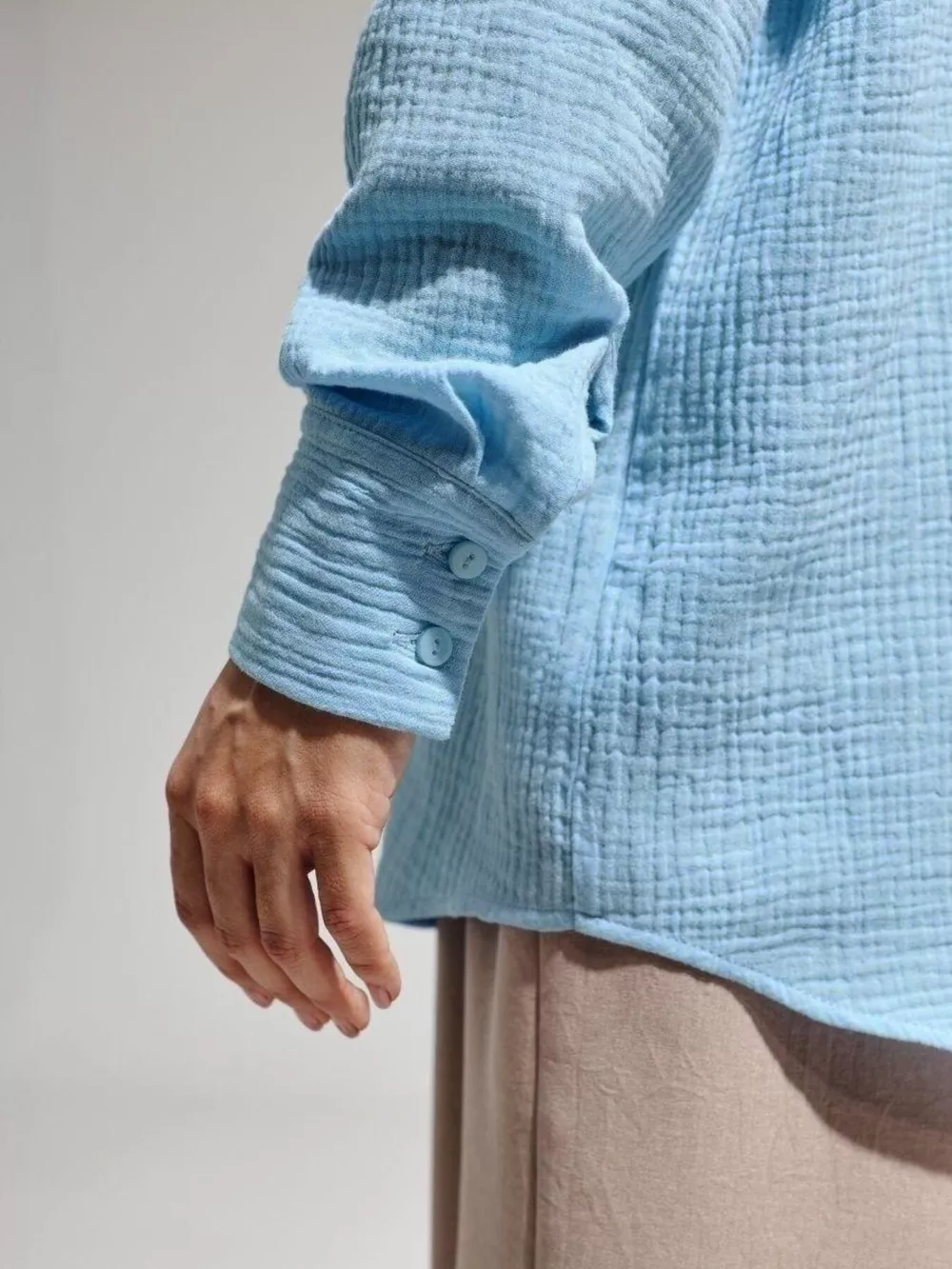 Textured Gauze Button-Down Shirt, image 6