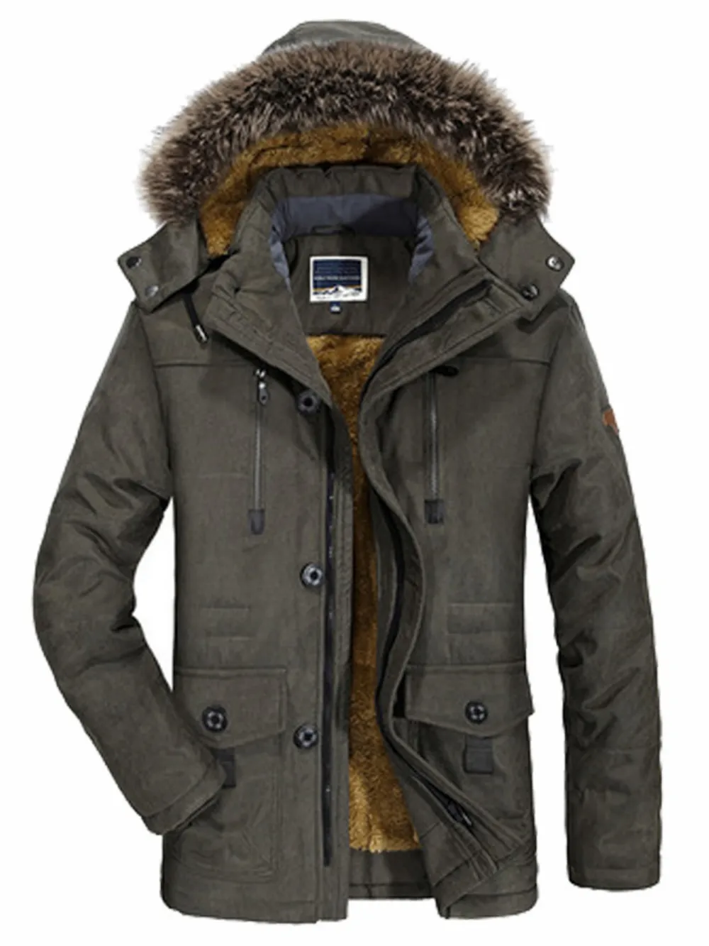 Men's Plus Size Warm Fur Hooded Winter Coat