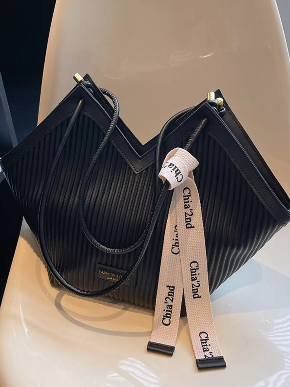 Textured Leather Shoulder Bag, image 6
