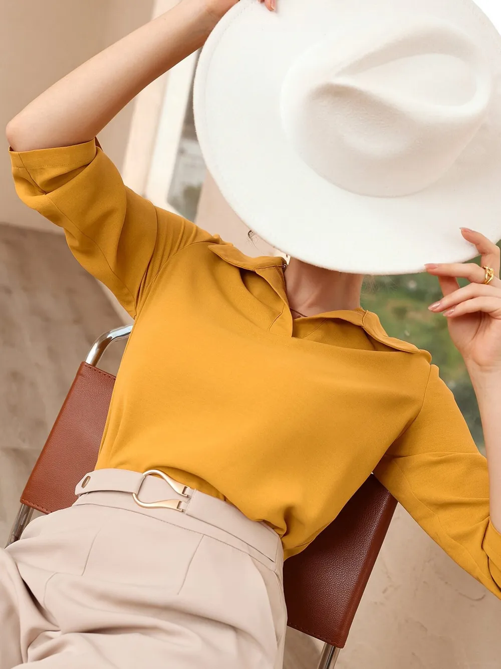 Collared Neck Half Sleeve Blouse, image 5
