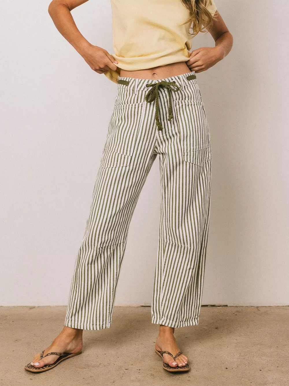 Drawstring Wide Leg Cropped Jeans, image 12
