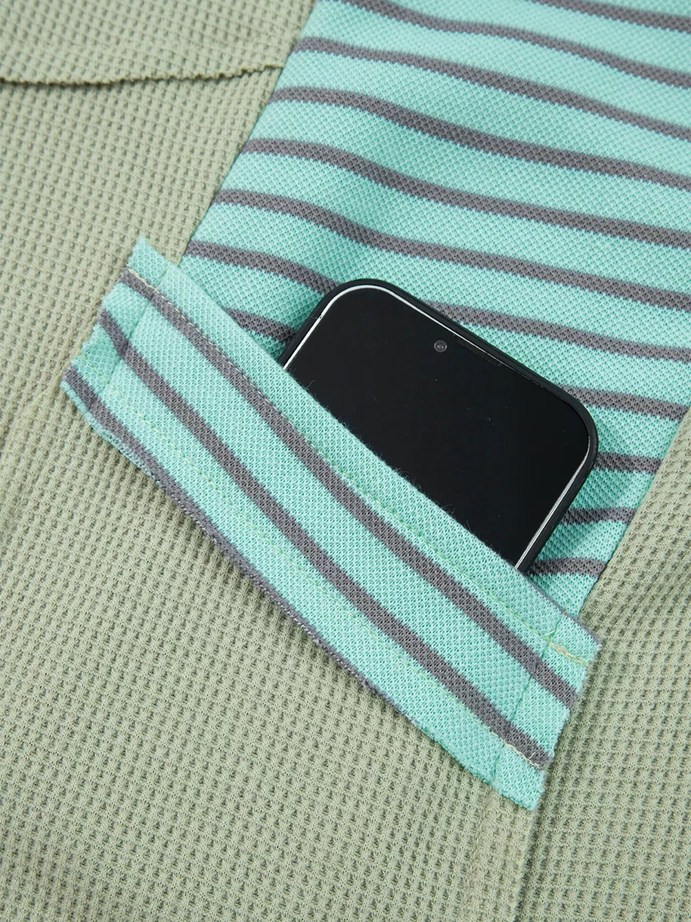 Exposed Seam Waffle Striped Patchwork Baggy Blouse, image 9
