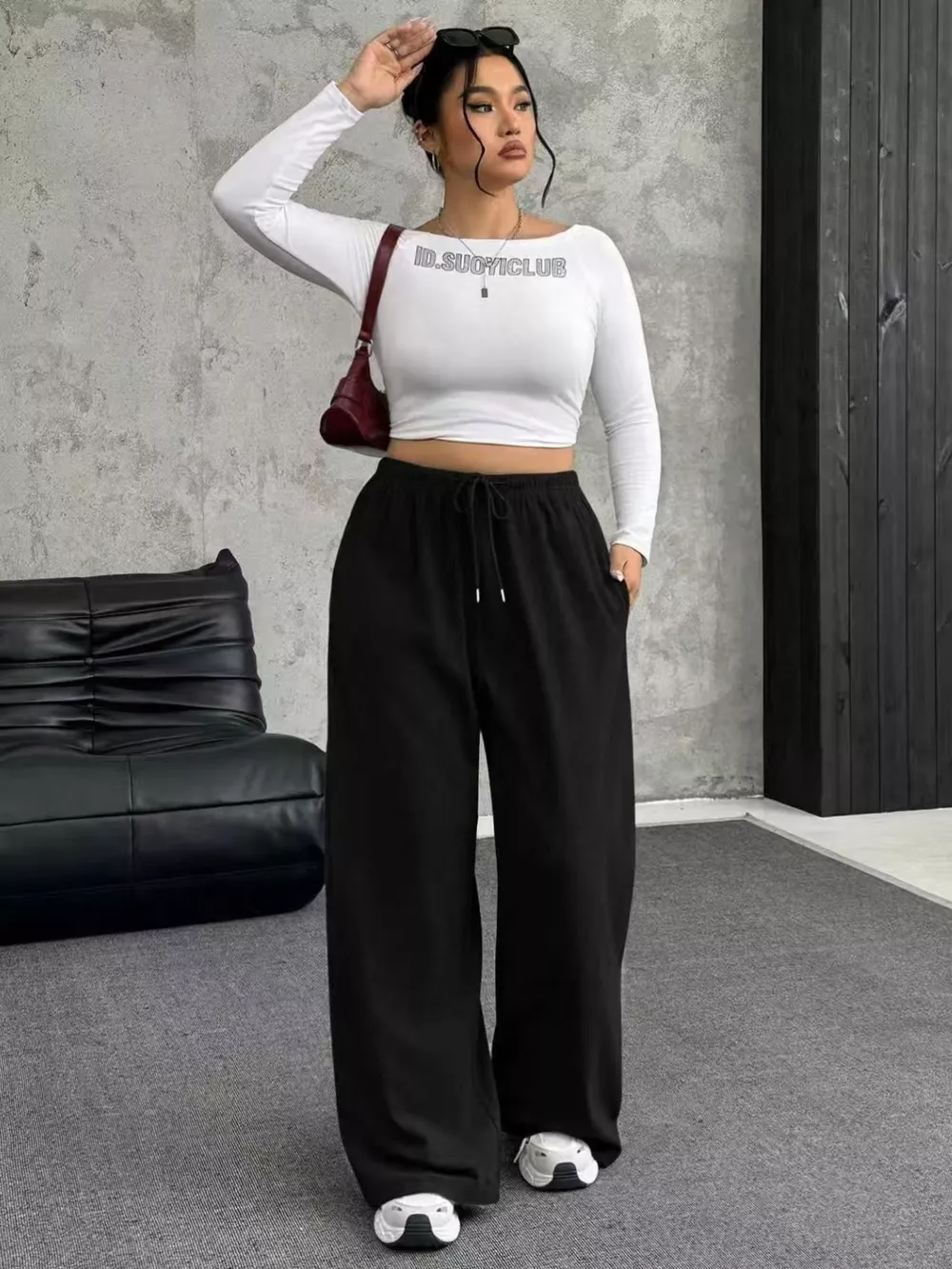 Full Size Drawstring Wide Leg Pants Plus Size, image 14
