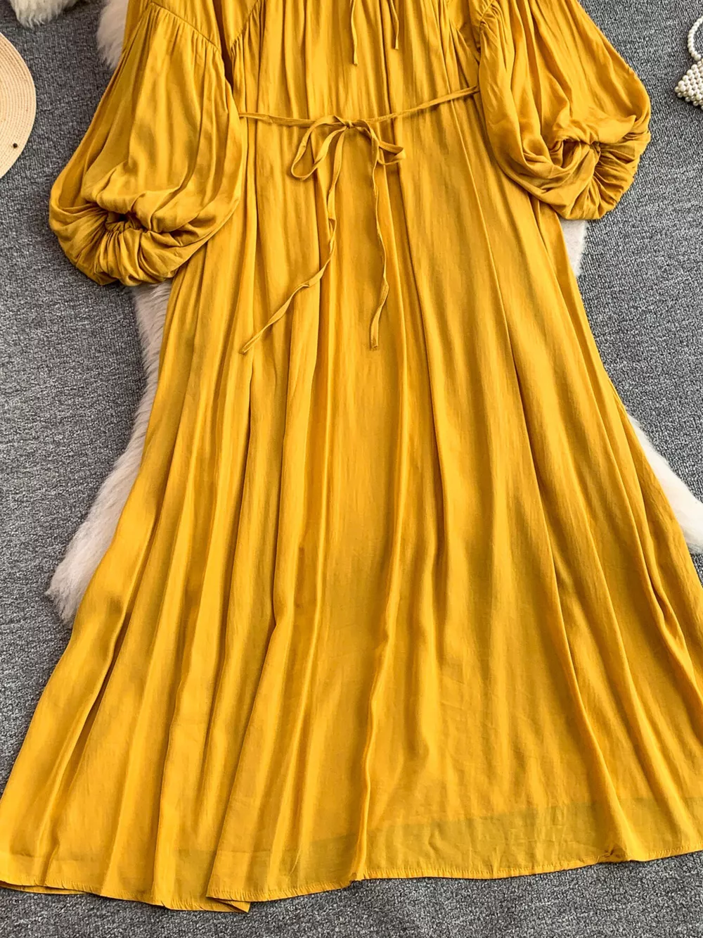 Balloon Sleeve Tie-Waist Dress, image 16