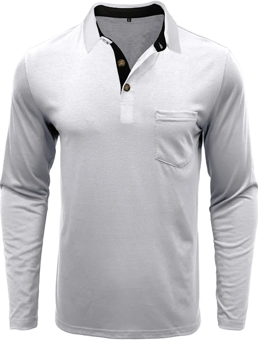 Men's Full Size Button Detail Long Sleeve Polo Plus Size, image 9