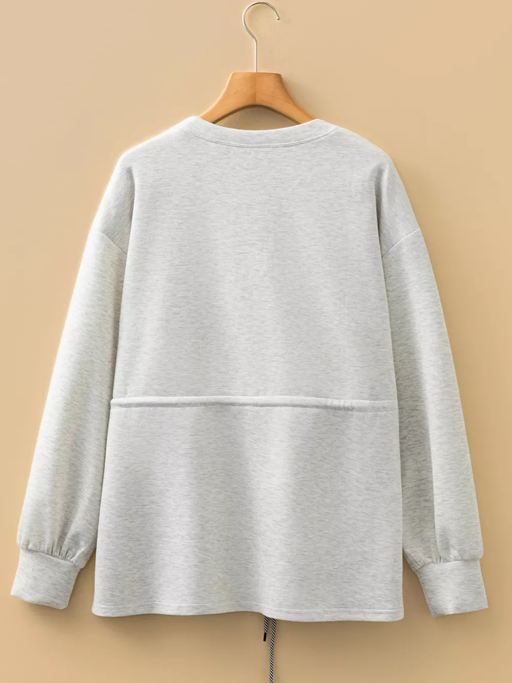 rawstring Waist Tunic Solid Sweatshirt, image 8