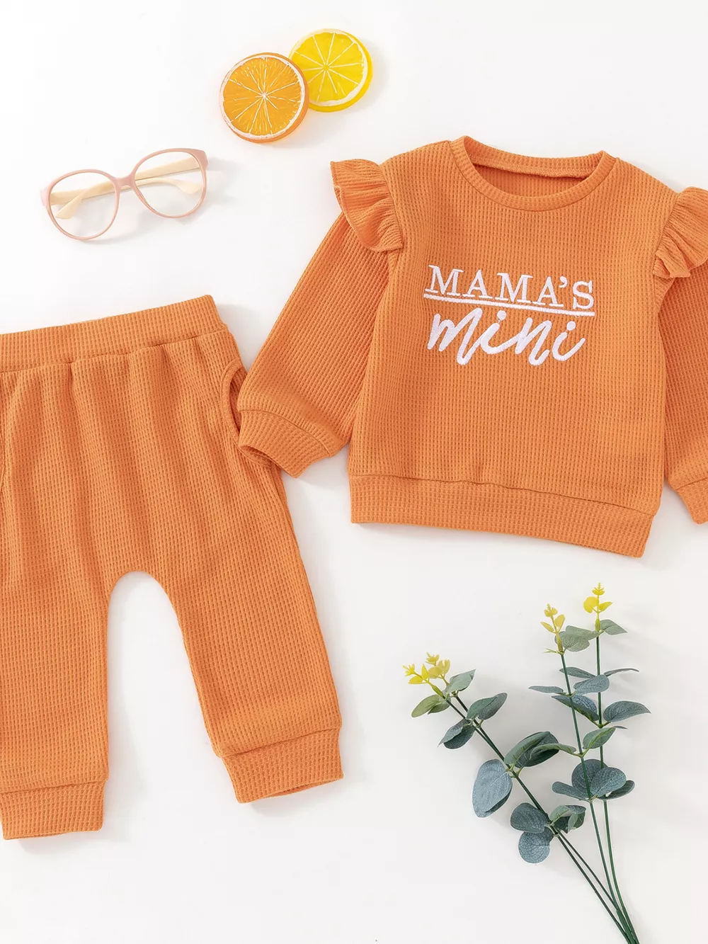 Children's Letter Ruffled Trim Top and Pants Set, image 18