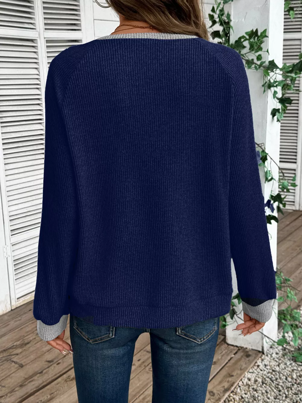 Ribbed Knit Two-Tone Top, image 18