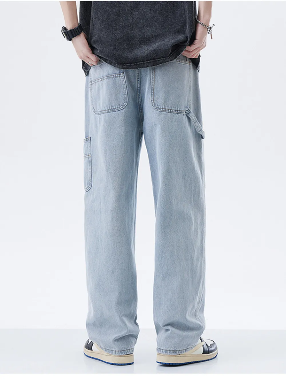 Men's Full Size Washed Wide Leg Jeans Plus Size, image 5
