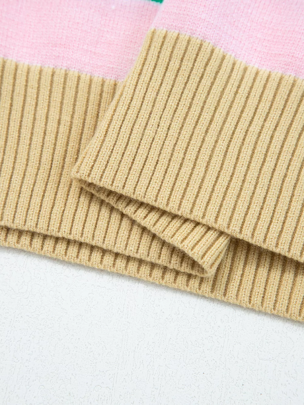 Multicolour Striped Knit Ribbed Trim Boxy Fit Cropped Sweater, image 12