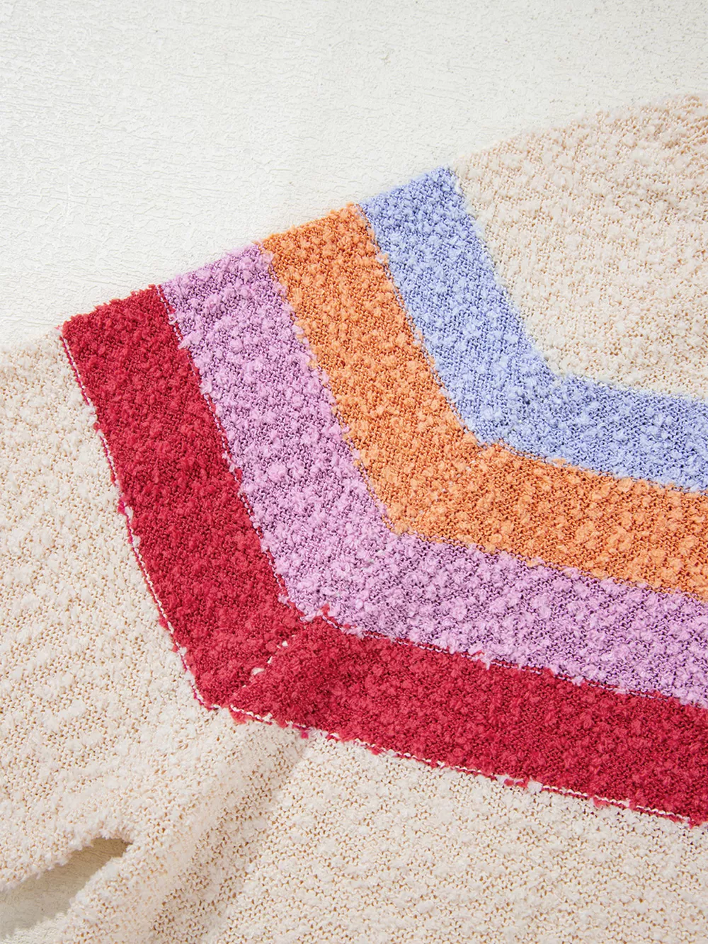 Striped Color Block Loose Sleeve Sweater, image 11