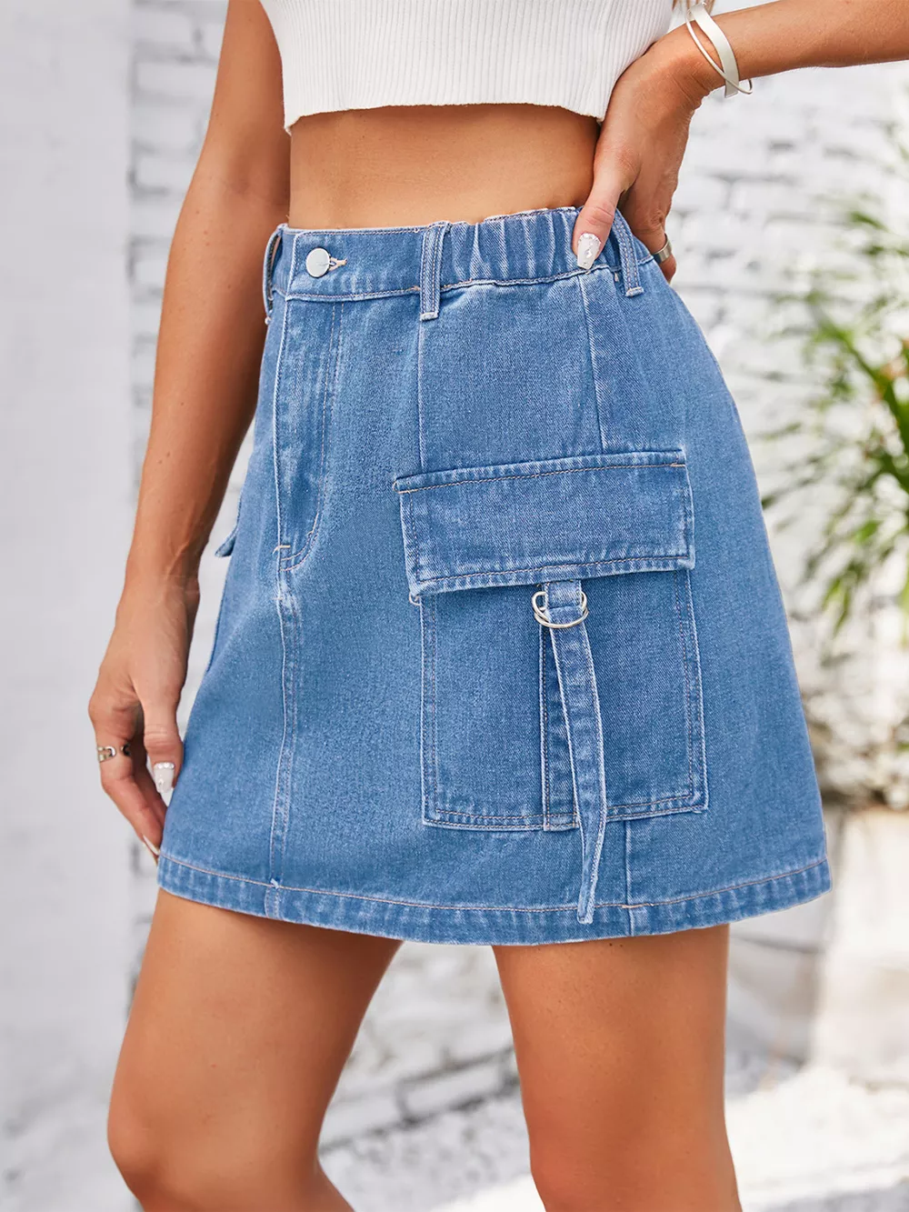 Casual Cargo Denim Skirt, image 8