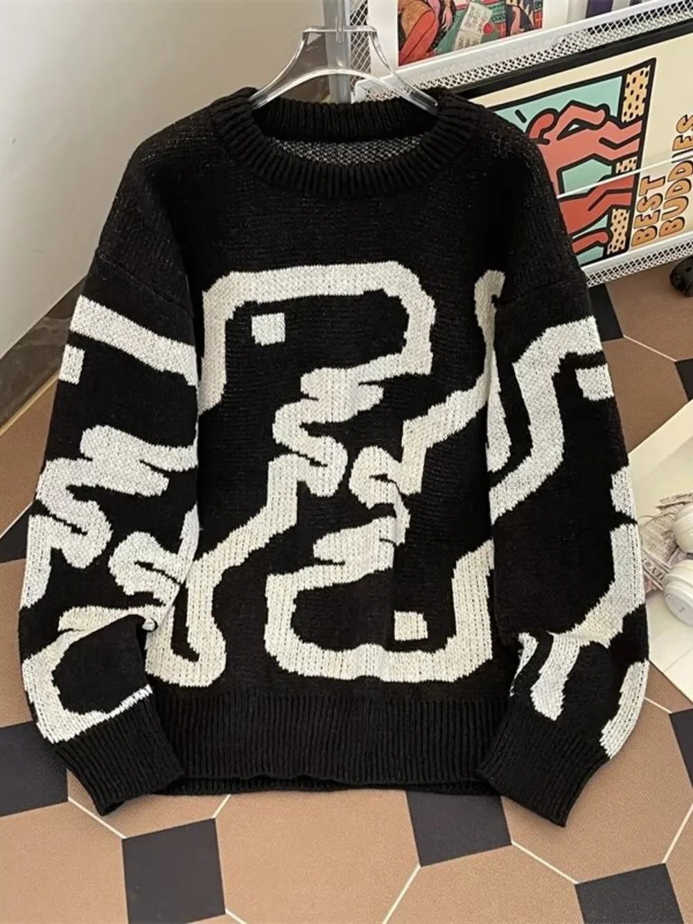 Men's Ribbed Hem Round Neck Sweater, image 2