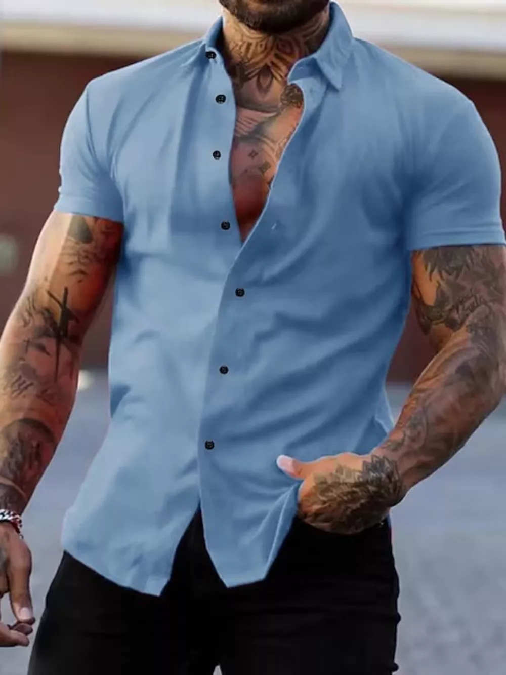 Men's Full Size Slim Fit Short Sleeve Button-Down Shirt Plus Size, image 6