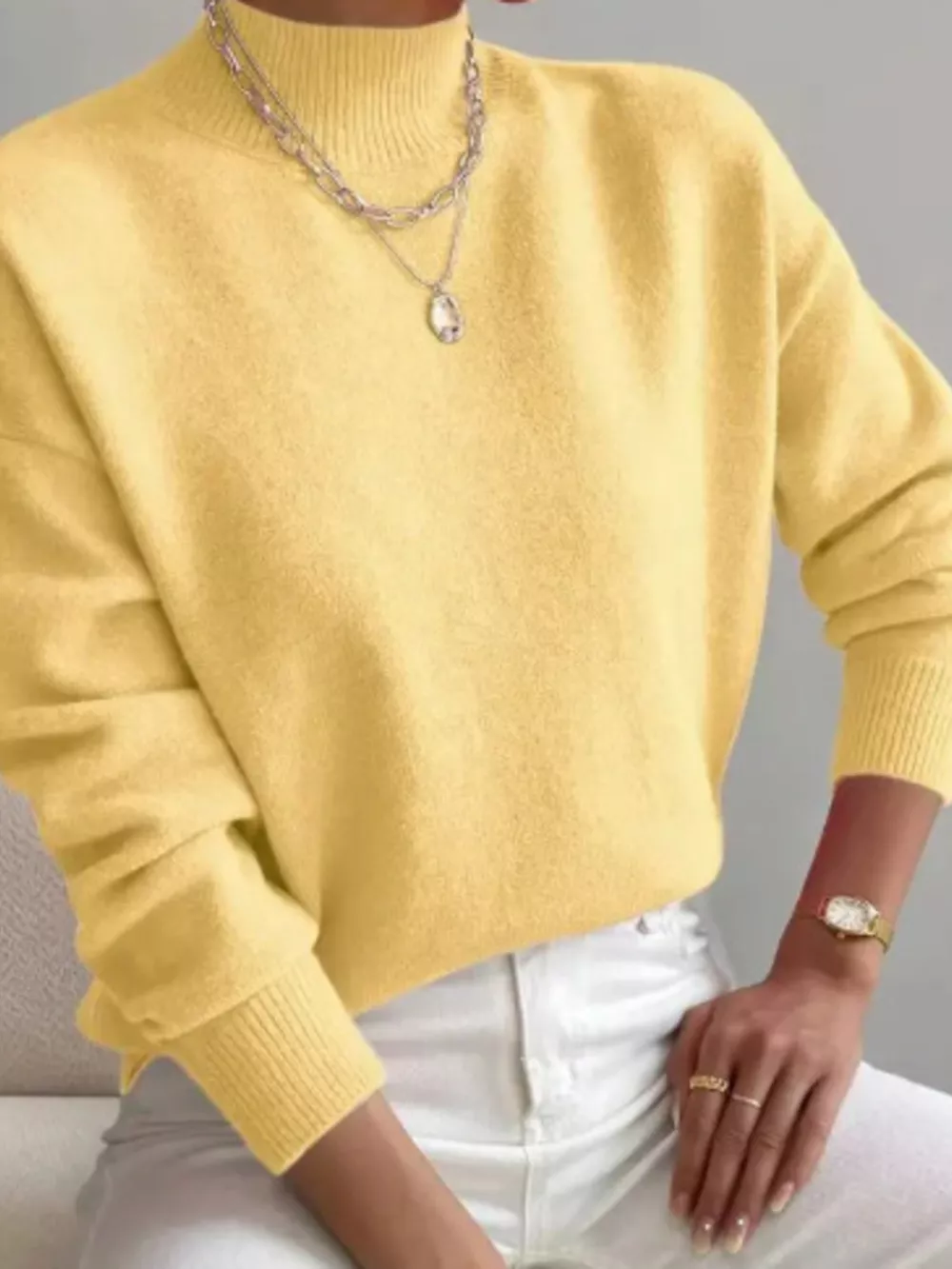 Mock Neck Dropped Shoulder Sweater, image 29