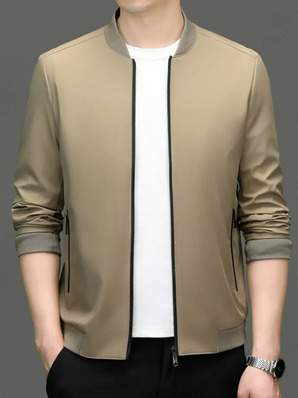 Men's Zip Up Long Sleeve Jacket, image 3