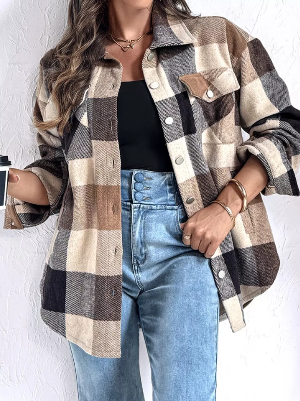Plaid Button-Up Long Sleeve Shirt, image 2