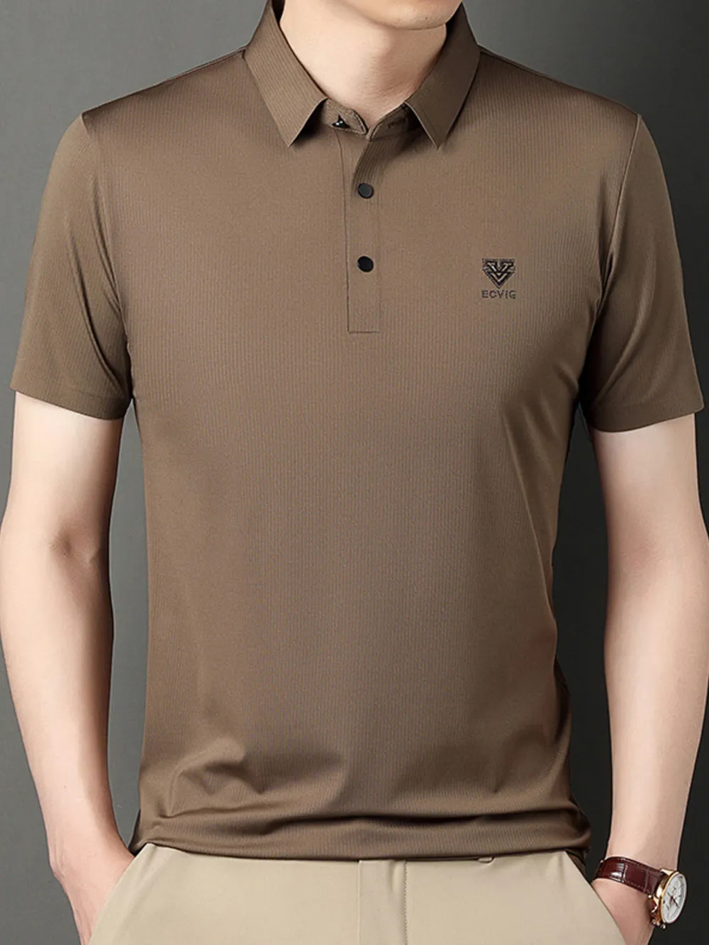 Men's Plus Size Breathable Short Sleeve Polo, image 5