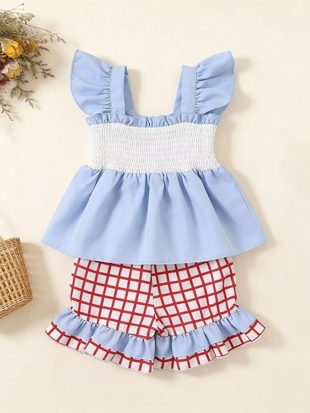 Children's Baseball Embroidered Ruffle Trim Top and Shorts Set, image 8