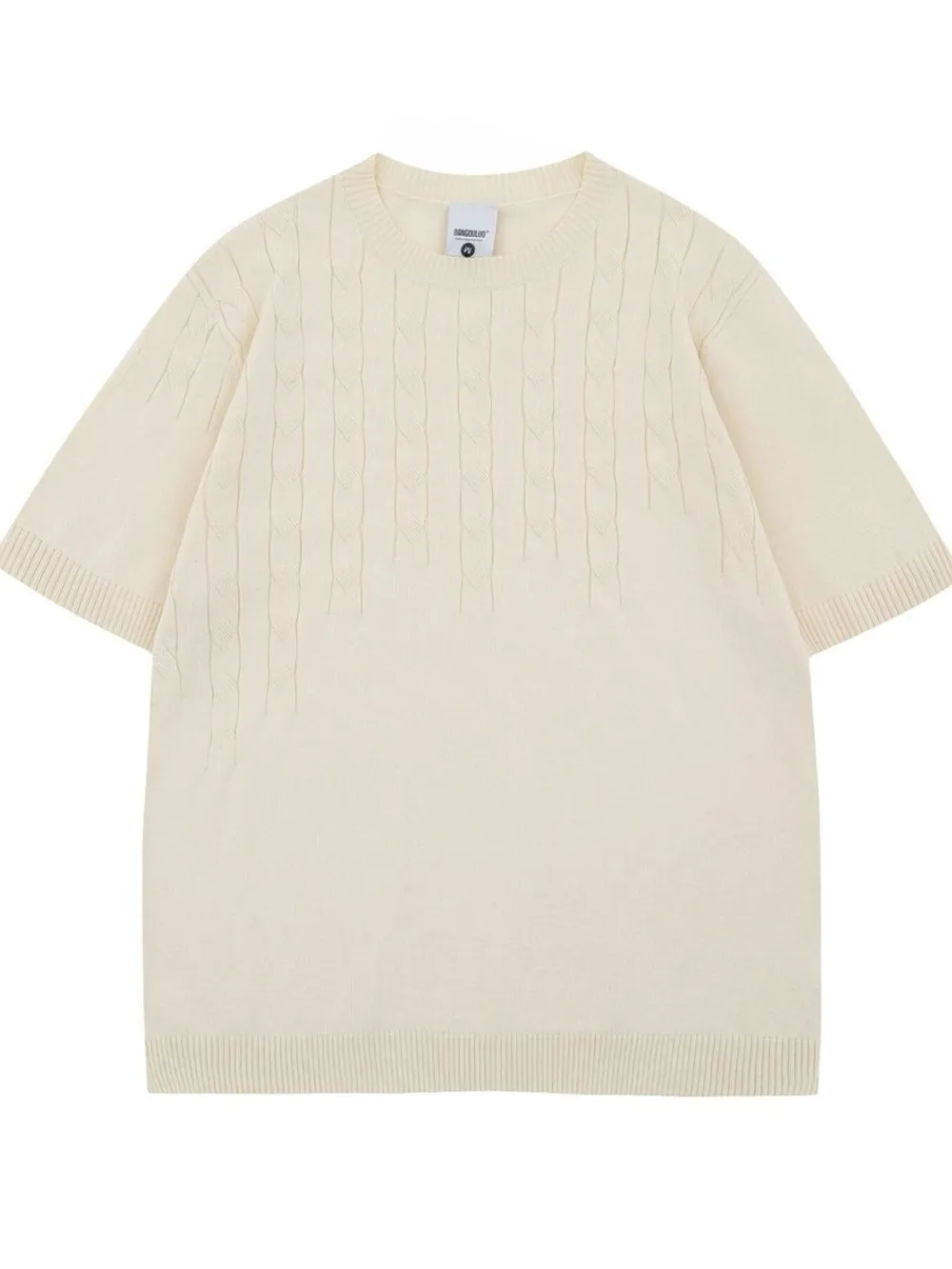 Men's Textured Cable Knit Short Sleeve Top, image 8
