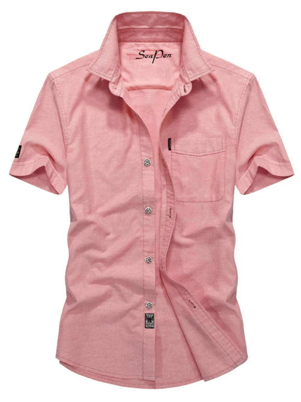 Men's Plus Size Casual Short Sleeve Button-Down Shirt, image 2