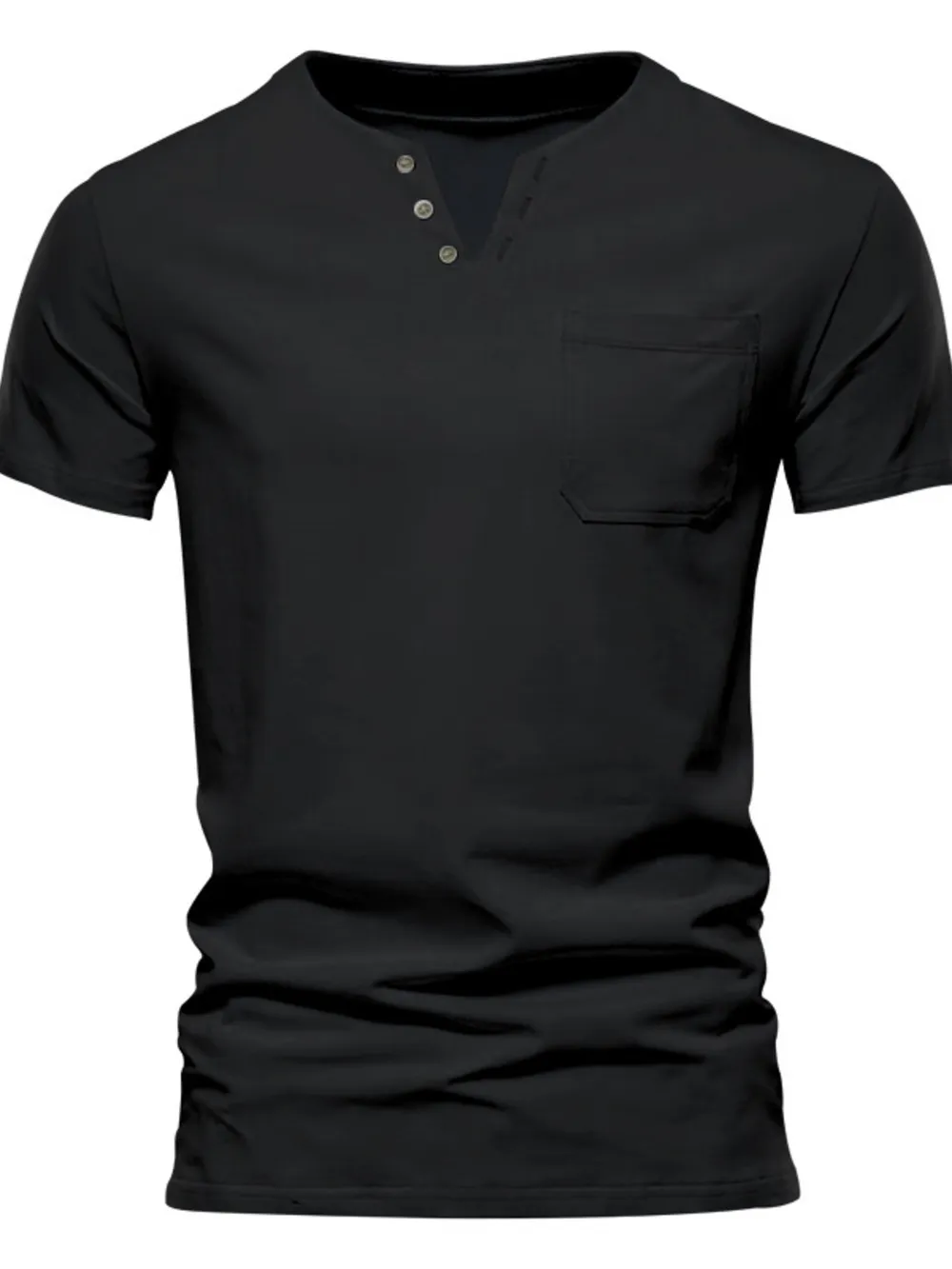 Men's Full Size Notched Henley T-Shirt with Chest Pocket Plus Size, image 5