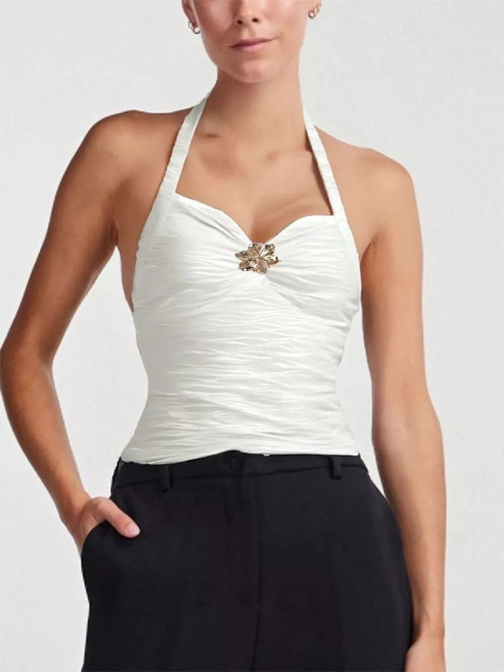 Ruched Halter Neck Cami