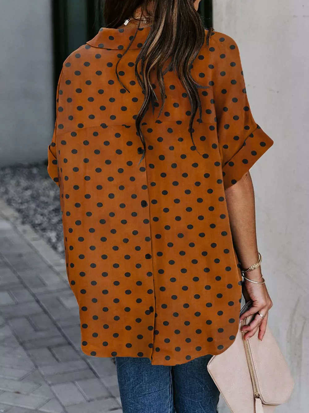 Full Size Collared Neck Half Sleeve Shirt Plus Size, image 5
