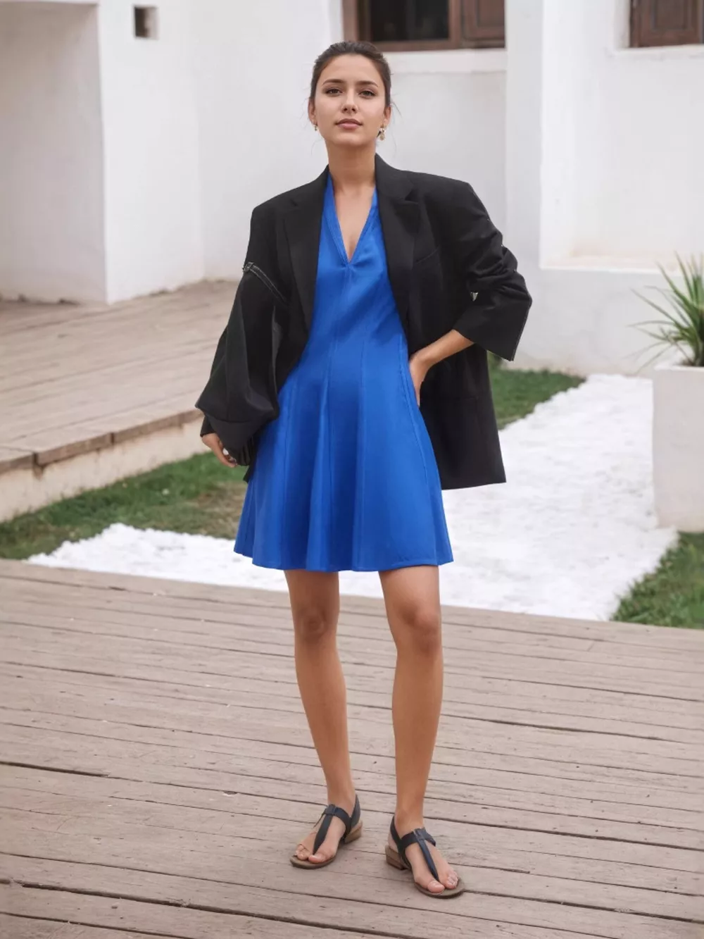 V-Neck Short Sleeve Dress with Pockets, image 5