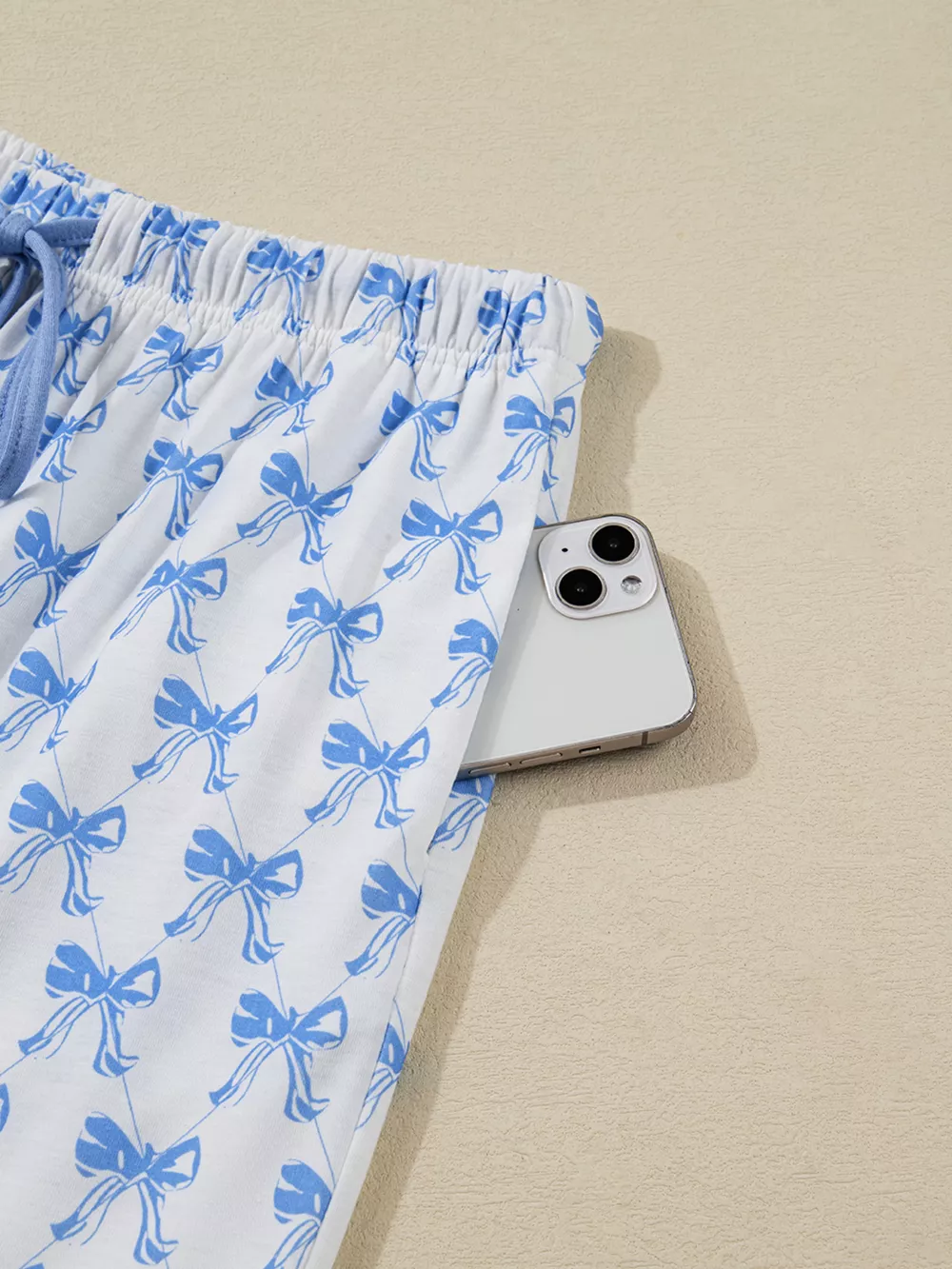 Bow Print Long Sleeve Shirt and Pants Pajama Set, image 9