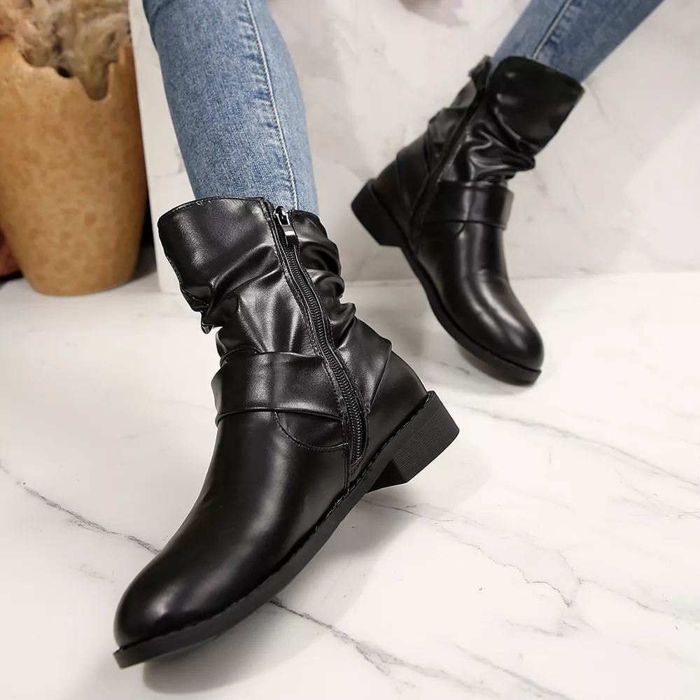 Round Toe Low Heel Boots, image 4