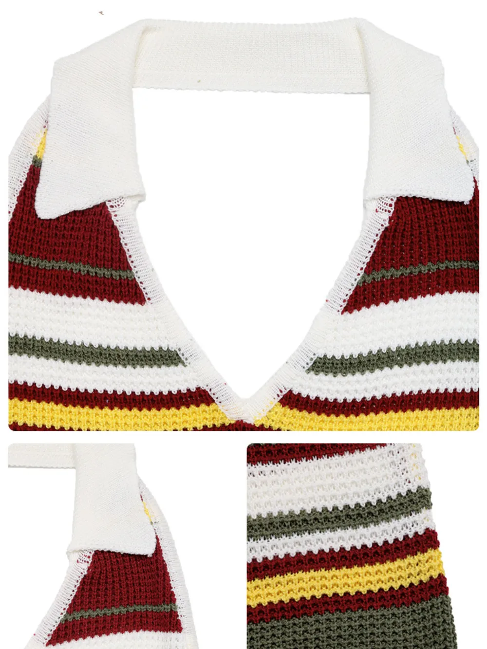 Multi-Color Striped Halter Neck Knit Sweater Dress, image 6