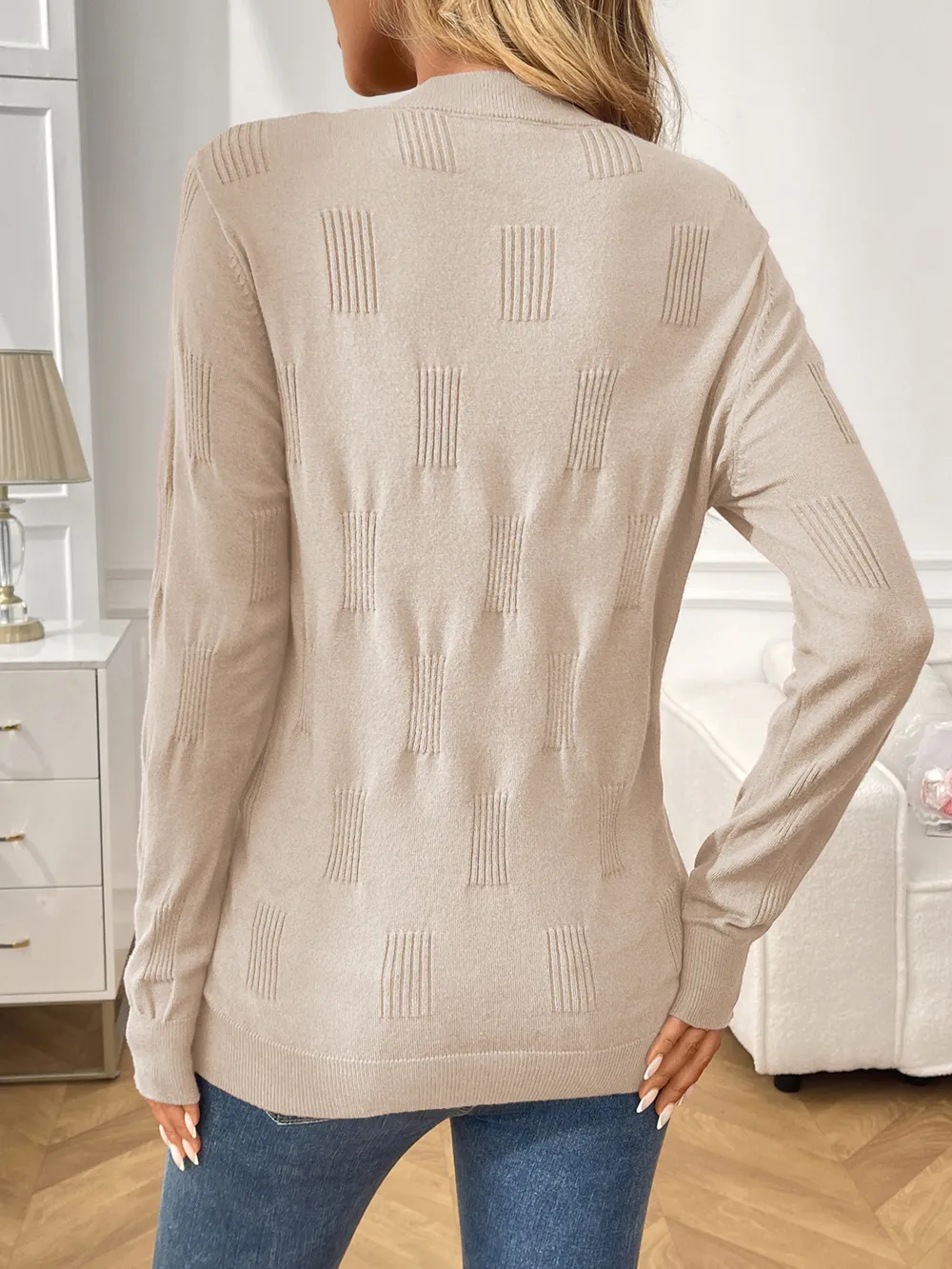 Round Neck Long Sleeve Knit Top, image 3