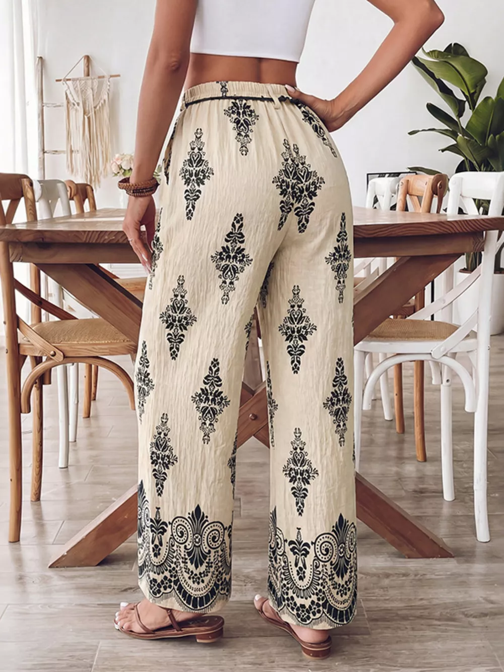 Boho Print Wide Leg Pants, image 5