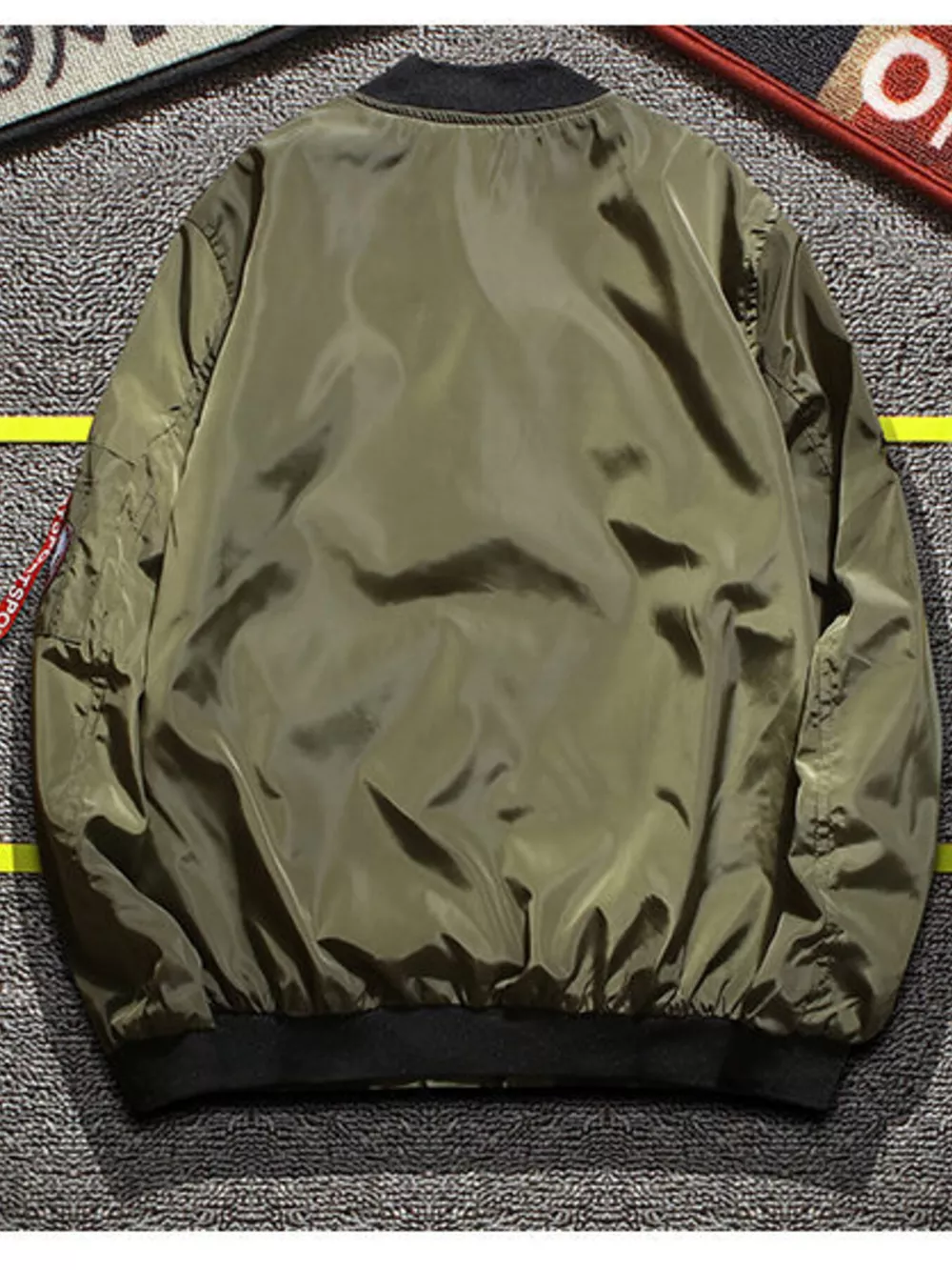 Men's Plus Size Military-Inspired Patched Bomber Jacket, image 2