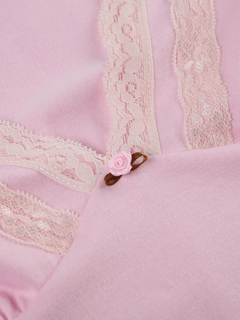 Lace Trim V-Neck Long Sleeve Top, image 8