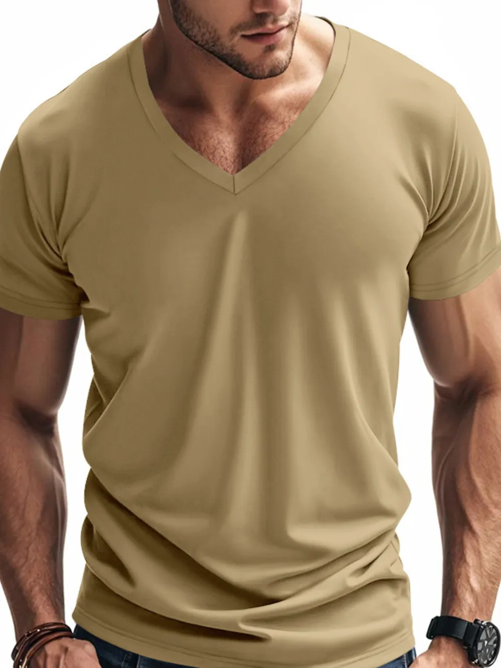 Men's Full Size V-Neck Short Sleeve T-Shirt Plus Size, image 6