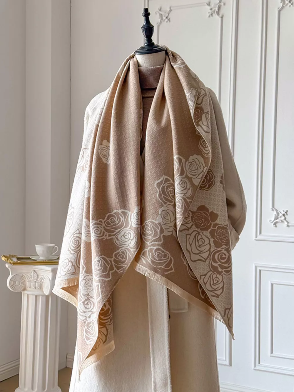 Rose Pattern Warm Scarf, image 9