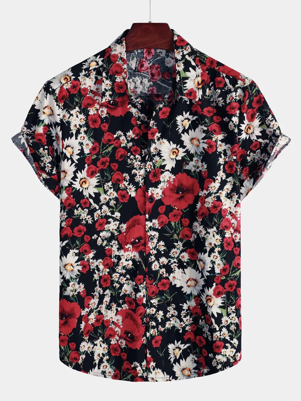 Men's Plus Size Printed Button Up Short Sleeve Shirt, image 7