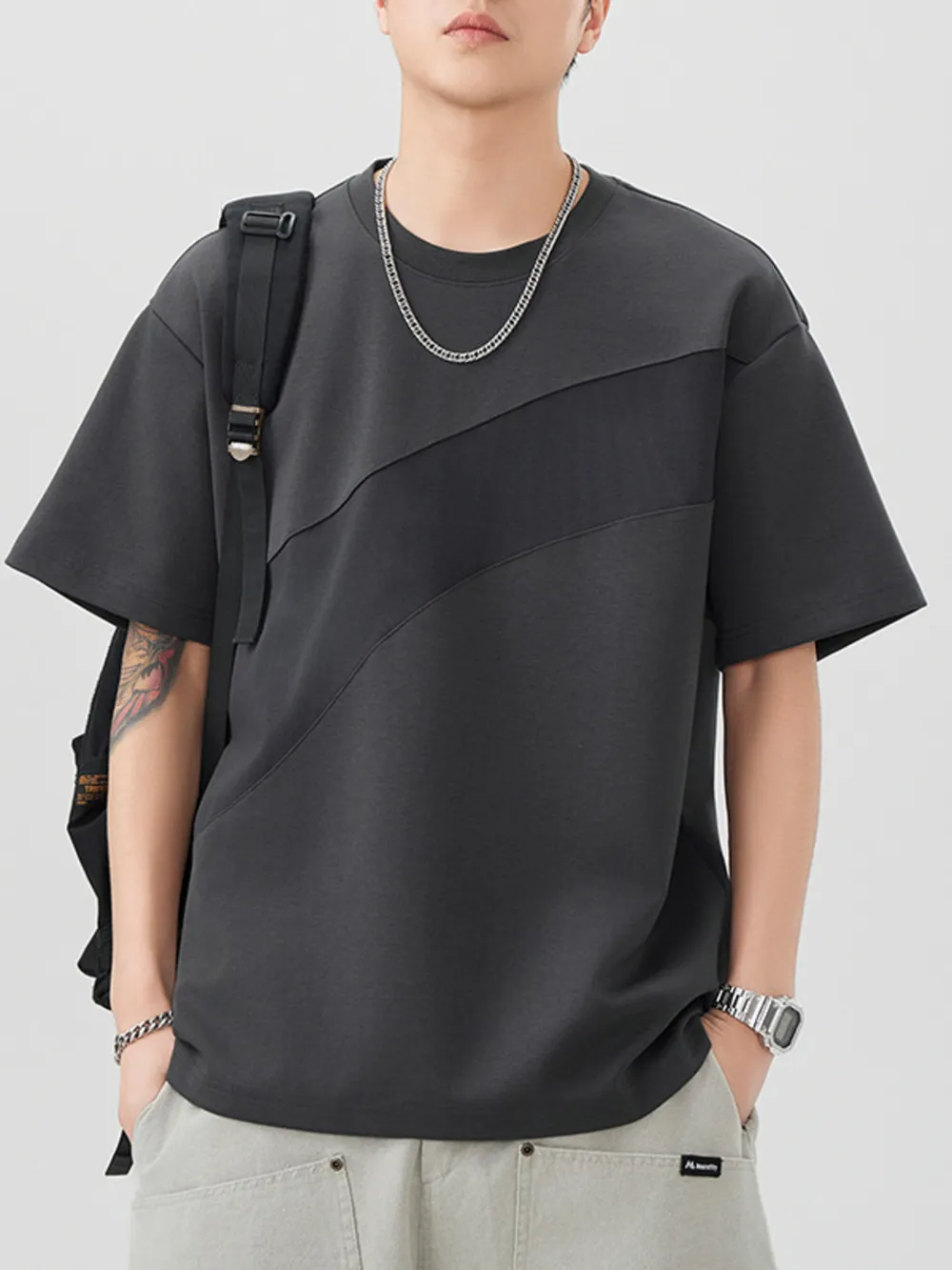 Men's Plus Size Round Neck Short Sleeve T-Shirt, image 2