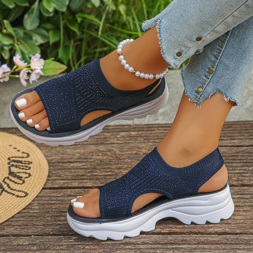 Mesh Open Toe Platform Sandals, image 6