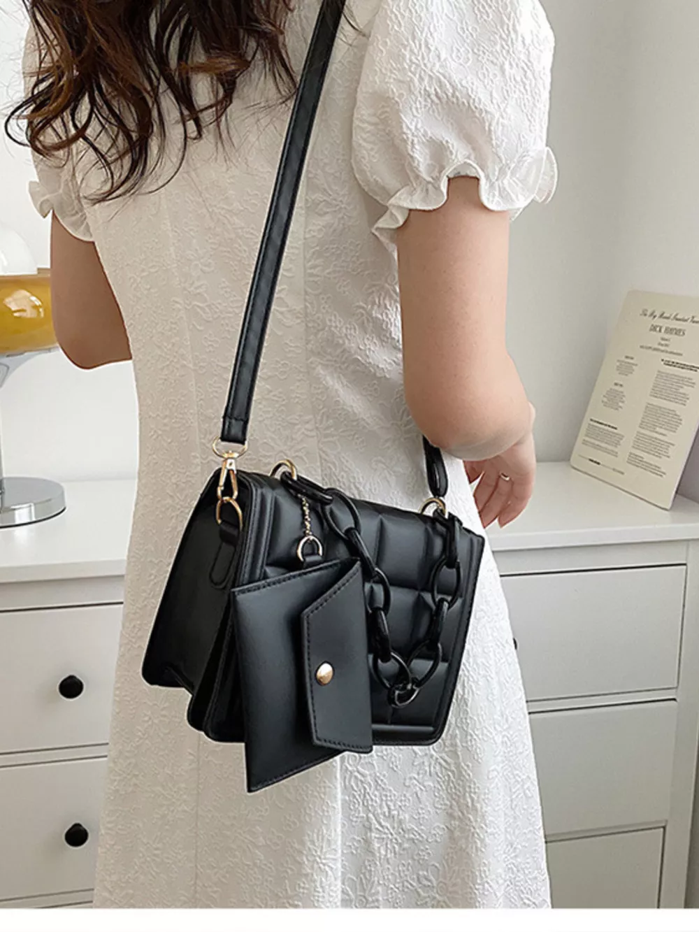 Quilted Chain Strap Crossbody Bag, image 2