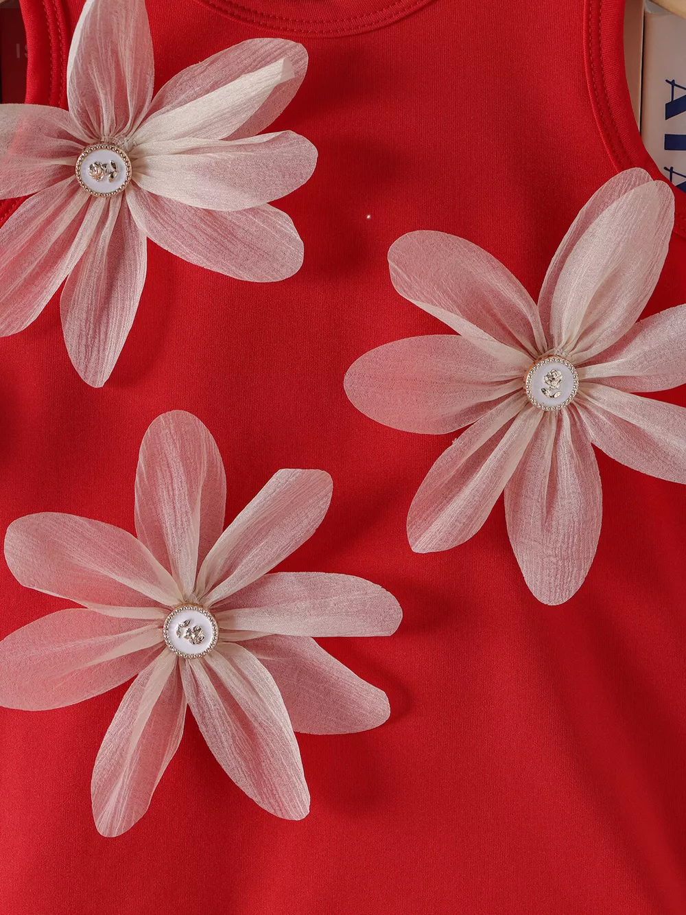 Children's Flower Sleeveless Round Neck Dress, image 3