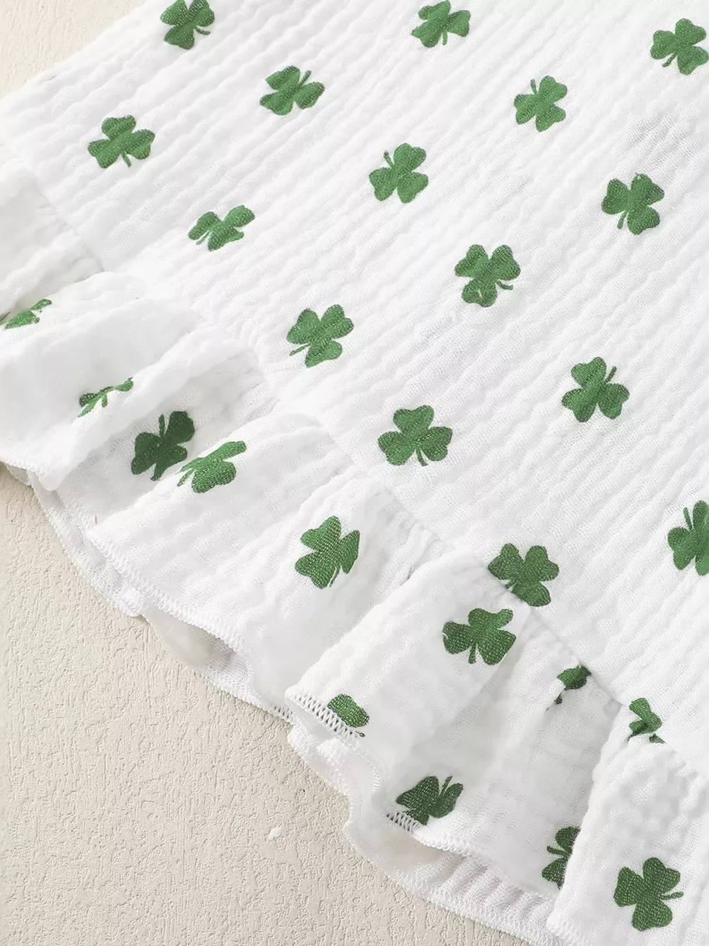 Children's Shamrock Print Ruffle Set with Headband, image 3