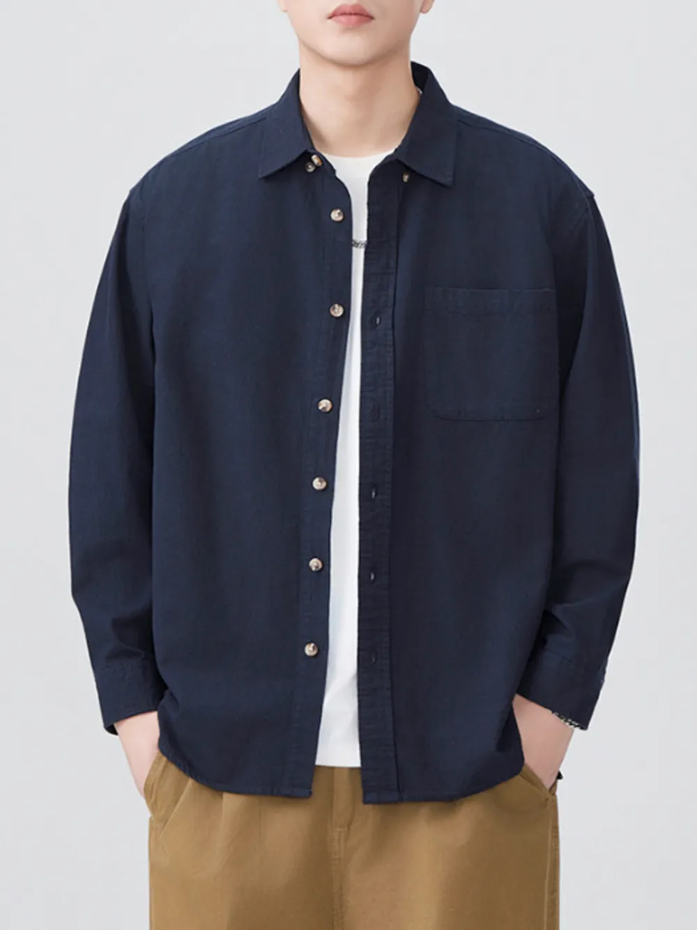 Men's Plus Size Button Up Long Sleeve Shirt, image 3