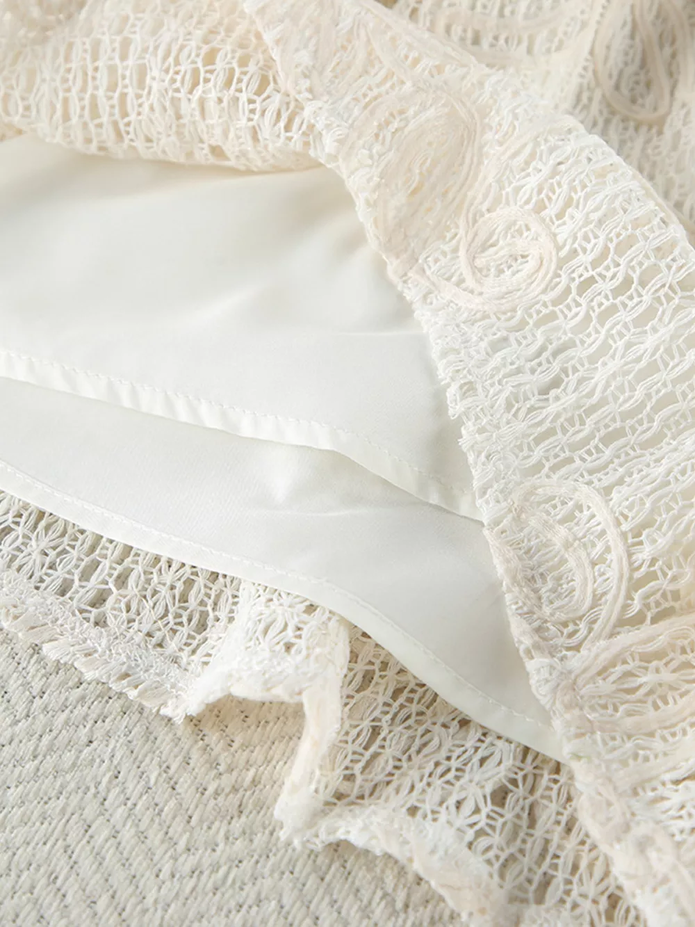 Lace Crochet Tie Front Top and Shorts Two-Piece Lounge Set, image 9