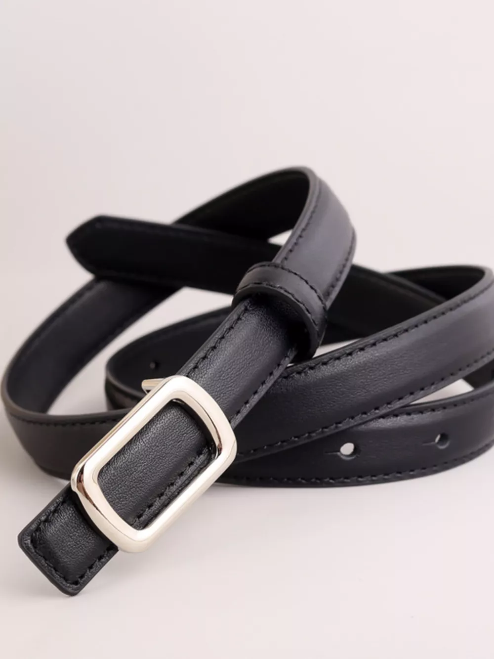 Leather Skinny Belt with Buckle, image 4