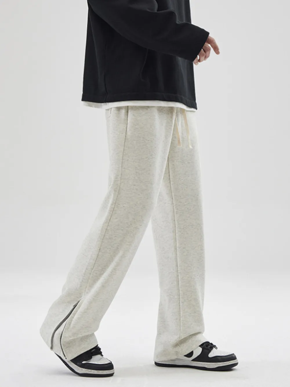 Men's Plus Size Wide Leg Drawstring Pants with Side Zipper, image 6