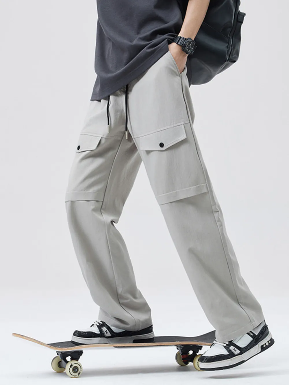 Men's Full Size Drawstring Wide Leg Cargo Pants Plus Size, image 5